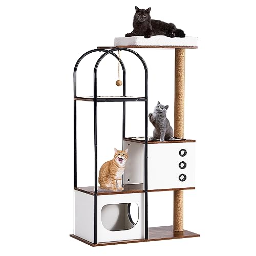 SDHYL Katzenbaum, Katzenturm für Indoor-Katzen, All-in-One-Katzenmöbel mit Cat Cando, große, gepolsterte Plartform, Sisal-Kratzbäume von SDHYL