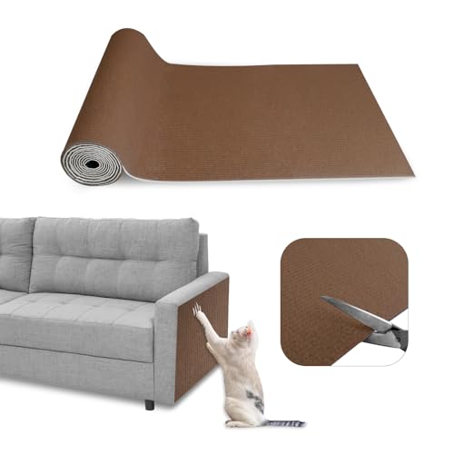 SDLDEER Kratzmatte Katzen, 40cm x 200cm Selbstklebend Kratzmatte Katze Sofa, DIY Trimmbarer Kratzbretter Katze Wand, Kratzteppich Katze Kratzschutz für Schützt Möbel (Braun) von SDLDEER