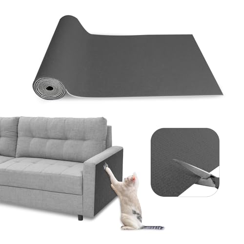 SDLDEER Kratzmatte Katzen, 40cm x 200cm Selbstklebend Kratzmatte Katze Sofa, DIY Trimmbarer Kratzbretter Katze Wand, Kratzteppich Katze Kratzschutz für Schützt Möbel (Dunkelgrau) von SDLDEER