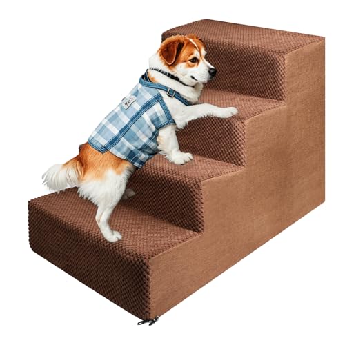 Haustiertreppe für Kleinen Hunde und Katzen, Abnehmbare Waschbar Hundetreppe Katzentreppe aus Schwamm mit Reißverschluss Plüschbezug, Tragbar Haustiertreppe für alte Hunde (4 Stufen Braun) Haustiertreppe für Kleinen Hunde und Katzen, Abnehmbare Waschbar Hundetreppe Katzentreppe aus Schwamm mit Reißverschluss Plüschbezug, Tragbar Haustiertreppe für alte Hunde (4 Stufen Braun) von SDLDEER