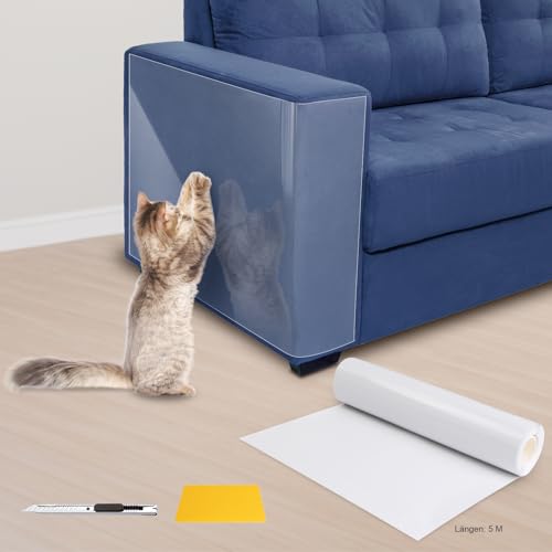 SDLDEER Kratzfolie Katzen Selbstklebend, 30cm x 5m Kratzschutz Sofa Katze Transparent Kratzschutzfolie, Kratzschutz Katze für Möbel Couch Tür Wand Schutz von SDLDEER
