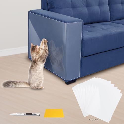 SDLDEER Kratzfolie Katzen Selbstklebend, 10 Stück Kratzschutz Sofa Katze Transparent Kratzschutzfolie (43cm x 30.5cm), Kratzschutz Katze für Möbel Couch Tür Wand Schutz von SDLDEER