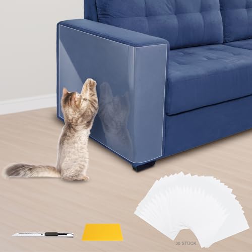 SDLDEER Kratzfolie Katzen Selbstklebend, Kratzschutz Sofa Katze Transparent Kratzschutzfolie, Kratzschutz Katze für Möbel Couch Tür Wand Schutz(43x30.5cm-12pcs,43x25.4cm-12pcs,43x15cm-6pcs) von SDLDEER
