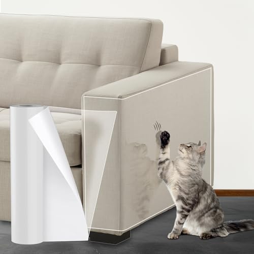 SDLDEER Kratzfolie Katzen Selbstklebend 20cm x 5m Katzen Kratzschutz Sofa Transparent Kratzschutz Wand Kratzschutzfolie AntiKratz Tape für Teppich, Sofa, Couch, Tür von SDLDEER