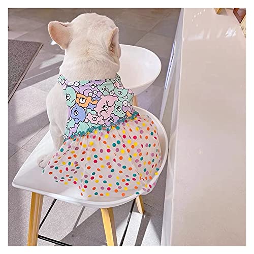 Hundebekleidung für Haustiere Hund Sommerkleidung,Prinzessin Stil Bulldoggekleid,kleine mittelgroße Hunde Kleidung Rock Bequemes, leicht zu tragendes Gehen (Größe : S) von SDLSH