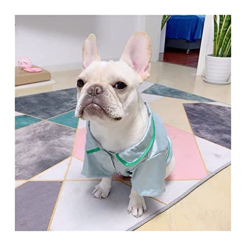Hundebekleidung für Haustiere Seide Hemd Pyjamas Haustierhund Sommer Kleidung,Kleine mittlere Welpenhunde Kleidung Bequemes, leicht zu tragendes Gehen (Color : Blue, Größe : M) von SDLSH