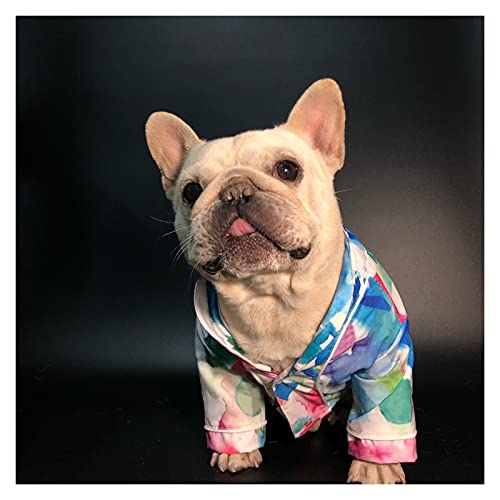 Hundebekleidung für Haustiere Sommer Bulldog Hemd Pyjamas,Bunte Haustierhundkleidung,kleine mittelgroße Hunde Bequemes, leicht zu tragendes Gehen (Color : Blue, Größe : L) von SDLSH