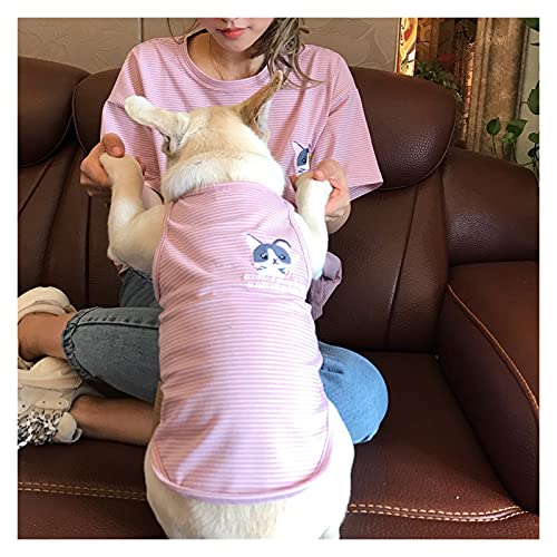 Hundebekleidung für Haustiere Sommer Kleine Hunde Kleidung,Cartoon-Welpe Sleeveless,T-Shirt Streifen,Hundehemd Bequemes, leicht zu tragendes Gehen (Color : Pink, Größe : Adult Size) von SDLSH