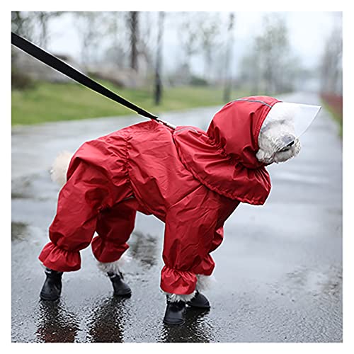 SDLSH Hundebekleidung für Haustiere 4-Farben Dog Raincoat,Outdoor-Welpen-Regenmantel,Jumpsuit Kleidung Pet Supplies Bequemes, leicht zu tragendes Gehen (Color : Red, Größe : L) von SDLSH