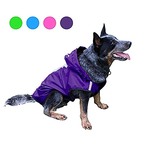 SDLSH Hundebekleidung für Haustiere Haustierhund Regenmantel,Kapuzenjacke,reflektierender Streifen Regenmantel,Haustierkleidung Bequemes, leicht zu tragendes Gehen (Color : Purple, Größe : 3XL) von SDLSH