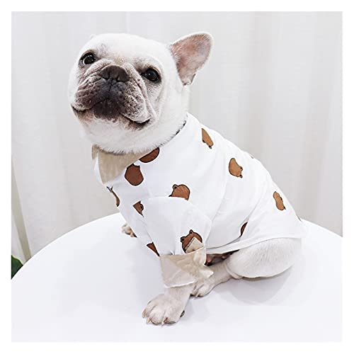 SDLSH Hundebekleidung für Haustiere Haustierhundhemd Kleidung,Mantelkostüme,kleine mittelgroße Welpenkleidung Bequemes, leicht zu tragendes Gehen (Color : White, Größe : L) von SDLSH