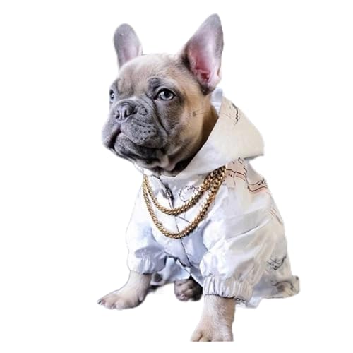 SDLSH Hundebekleidung für Haustiere Hund,Outdoor Jacket Windjacke Raincoat,Kleine Hunde Kleidung Bequemes, leicht zu tragendes Gehen (Color : White, Größe : L) von SDLSH