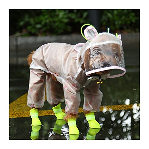 SDLSH Hundebekleidung für Haustiere Kleiner Hund Regenmantel,Outdoor-Kleidung,4-Fuß-Reflexion mit Kapuze Jumpsuit für kleine Hunde Bequemes, leicht zu tragendes Gehen (Color : Pink, Größe : XS) von SDLSH
