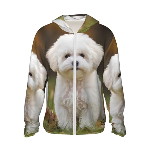 Herren-Kapuzenpullover mit LSF 50+, Bichon Frisé, langärmlig, mit durchgehendem Reißverschluss, leichte Angeljacke, Schwarz, Größe XXXL Herren-Kapuzenpullover mit LSF 50+, Bichon Frisé, langärmlig, mit durchgehendem Reißverschluss, leichte Angeljacke, Schwarz, Größe XXXL von SDTYKHJ