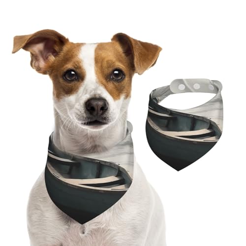 Hunde-Bandana, Boot am Meer, Haustier-Schal, verstellbar, waschbar, doppelseitig, Haustier-Halstuch, Baumwolle, Dreieck-Lätzchen, Hunde-Schals, Katzenschals für Welpen, Kostüm-Zubehör, Größe M von SDTYKHJ