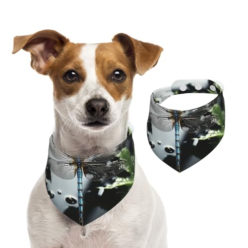 Hunde-Halstuch, Libelle, verstellbar, waschbar, doppelseitig, Haustier-Halstuch, Baumwolle, Dreieck-Lätzchen, Hunde-Schals, Katzenschals für Welpen, Kostüm-Zubehör, Größe M von SDTYKHJ