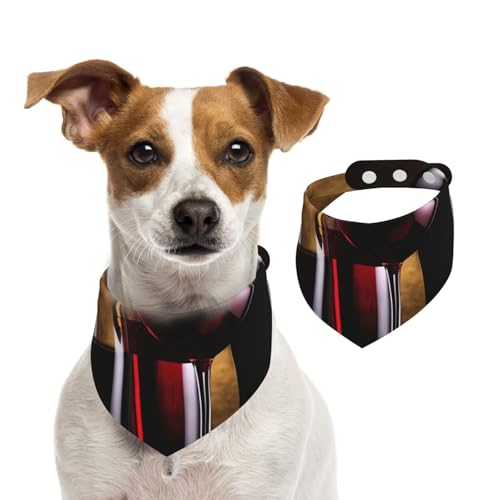 Hunde-Halstuch, drei Weinflaschen und Glas, verstellbar, waschbar, doppelseitig, Haustier-Halstuch, Baumwolle, Dreieck-Lätzchen, Hunde-Schals, Katzenschals für Welpen, Kostüm-Zubehör, klein von SDTYKHJ