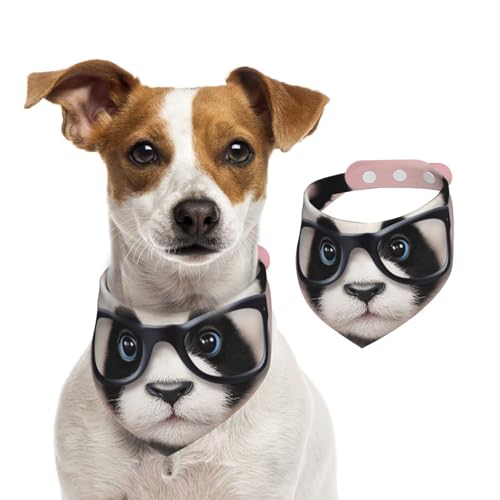 Hundehalstuch, Baby-Panda, mit Brille, Haustier-Schal, verstellbar, waschbar, doppelseitig, Haustier-Halstuch, Baumwolle, Dreieck-Lätzchen, Hunde-Schals, Katzenschals für Welpen, Kostümzubehör, groß Hundehalstuch, Baby-Panda, mit Brille, Haustier-Schal, verstellbar, waschbar, doppelseitig, Haustier-Halstuch, Baumwolle, Dreieck-Lätzchen, Hunde-Schals, Katzenschals für Welpen, Kostümzubehör, groß von SDTYKHJ
