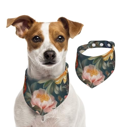 Hundehalstuch, Blumen, Vögel, Haustier-Schal, verstellbar, waschbar, doppelseitig, Haustier-Halstuch, Baumwolle, Dreieck-Lätzchen, Hundeschals, Katzenschals für Welpen, Kostüm-Zubehör, Größe L Hundehalstuch, Blumen, Vögel, Haustier-Schal, verstellbar, waschbar, doppelseitig, Haustier-Halstuch, Baumwolle, Dreieck-Lätzchen, Hundeschals, Katzenschals für Welpen, Kostüm-Zubehör, Größe L von SDTYKHJ