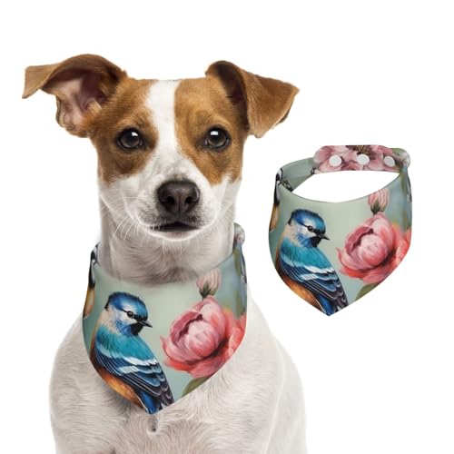 Hundehalstuch, Blumen, Vögel und Schmetterlinge, Haustier-Schal, verstellbar, waschbar, doppelseitig, Haustier-Halstuch, Baumwolle, Dreieck-Lätzchen, Hunde-Schals, Katzenschals für Welpen Hundehalstuch, Blumen, Vögel und Schmetterlinge, Haustier-Schal, verstellbar, waschbar, doppelseitig, Haustier-Halstuch, Baumwolle, Dreieck-Lätzchen, Hunde-Schals, Katzenschals für Welpen von SDTYKHJ