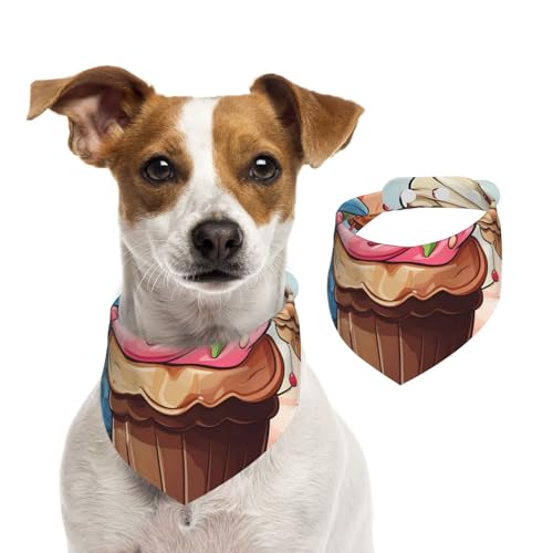 Hundehalstuch, Cupcakes und Eiscreme, Haustier-Schal, verstellbar, waschbar, doppelseitig, Haustier-Halstuch, Baumwolle, Dreieck-Lätzchen, Hunde-Schals, Katzenschals für Welpen, Kostüm-Zubehör, Größe Hundehalstuch, Cupcakes und Eiscreme, Haustier-Schal, verstellbar, waschbar, doppelseitig, Haustier-Halstuch, Baumwolle, Dreieck-Lätzchen, Hunde-Schals, Katzenschals für Welpen, Kostüm-Zubehör, Größe von SDTYKHJ