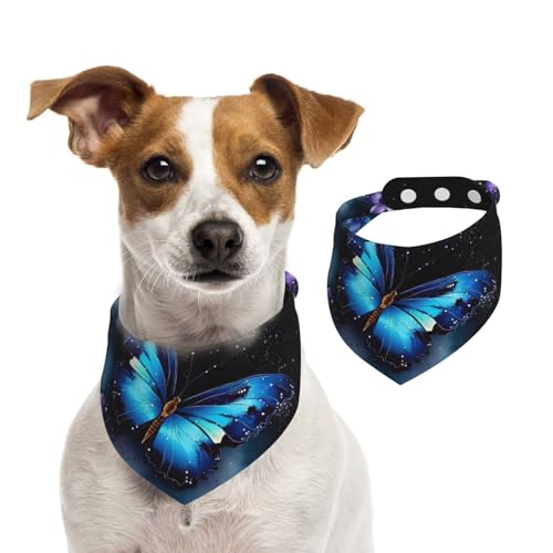 Hundehalstuch, Galaxie, blauer Schmetterling, Haustier-Schal, verstellbar, waschbar, doppelseitig, Haustier-Halstuch, Baumwolle, Dreieck-Lätzchen, Hunde-Schals, Katzenschals für Welpen, Kostüm-Zubehör Hundehalstuch, Galaxie, blauer Schmetterling, Haustier-Schal, verstellbar, waschbar, doppelseitig, Haustier-Halstuch, Baumwolle, Dreieck-Lätzchen, Hunde-Schals, Katzenschals für Welpen, Kostüm-Zubehör von SDTYKHJ