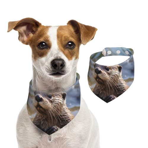 Hundehalstuch, Motiv: Otter spielt im Wasser, Haustier-Schal, verstellbar, waschbar, doppelseitig, Haustier-Halstuch, Baumwolle, Dreieck-Lätzchen, Hunde-Schals, Katzenschals für Welpen, Kostüm von SDTYKHJ