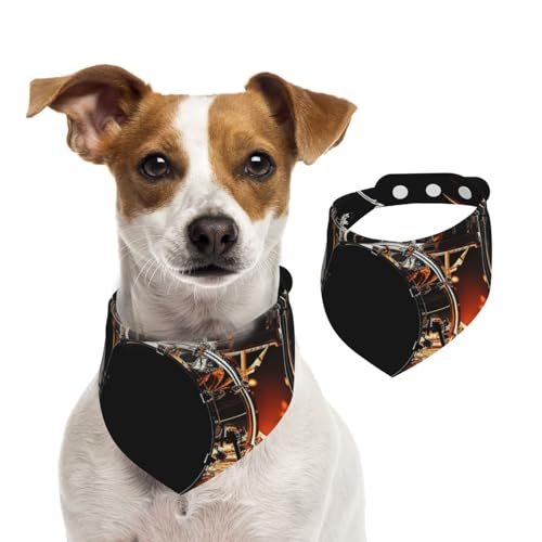 Hundehalstuch, Schlagzeuger, Haustier-Schal, verstellbar, waschbar, doppelseitig, Haustier-Halstuch, Baumwolle, Dreieck-Lätzchen, Hundeschals, Katzenschals für Welpen, Kostüm-Zubehör, Größe L von SDTYKHJ