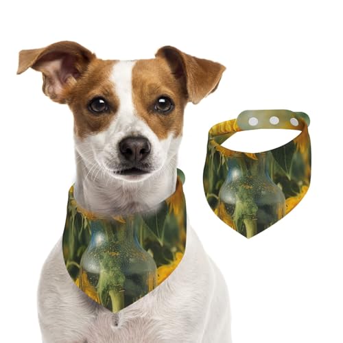 Hundehalstuch, Sonnenblumen-Motiv, verstellbar, waschbar, doppelseitig, Haustier-Halstuch, Baumwolle, Dreieck-Lätzchen, Hunde-Schals, Katzenschals für Welpen, Kostüm, Zubehör, klein Hundehalstuch, Sonnenblumen-Motiv, verstellbar, waschbar, doppelseitig, Haustier-Halstuch, Baumwolle, Dreieck-Lätzchen, Hunde-Schals, Katzenschals für Welpen, Kostüm, Zubehör, klein von SDTYKHJ
