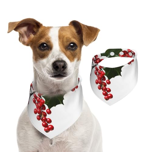 Hundehalstuch, Stechpalmenbeerenzweige, Haustier-Schal, verstellbar, waschbar, doppelseitig, Haustier-Halstuch, Baumwolle, Dreieck-Lätzchen, Hunde-Schals, Katzenschals für Welpen, Kostüm-Zubehör Hundehalstuch, Stechpalmenbeerenzweige, Haustier-Schal, verstellbar, waschbar, doppelseitig, Haustier-Halstuch, Baumwolle, Dreieck-Lätzchen, Hunde-Schals, Katzenschals für Welpen, Kostüm-Zubehör von SDTYKHJ