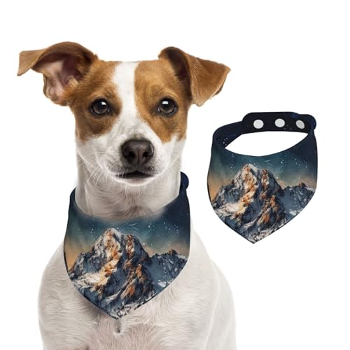 Hundehalstuch, Sternennacht, die Berge, Haustier-Schal, verstellbar, waschbar, doppelseitig, Haustier-Halstuch, Baumwolle, Dreieck-Lätzchen, Hunde-Schals, Katzenschals für Welpen, Kostüm-Zubehör von SDTYKHJ