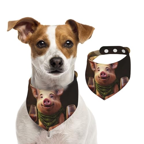 Hundehalstuch, Tier- und Rotwein-Haustier-Schal, verstellbar, waschbar, doppelseitig, Haustier-Halstuch, Baumwolle, Dreieck-Lätzchen, Hunde-Schals, Katzenschals für Welpen, Kostüm-Zubehör, Größe L von SDTYKHJ