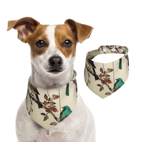Hundehalstuch, Vögel auf Ästen, Haustier-Schal, verstellbar, waschbar, doppelseitig, Haustier-Halstuch, Baumwolle, Dreieck-Lätzchen, Hunde-Schals, Katzenschals für Welpen, Kostüm-Zubehör, Größe S Hundehalstuch, Vögel auf Ästen, Haustier-Schal, verstellbar, waschbar, doppelseitig, Haustier-Halstuch, Baumwolle, Dreieck-Lätzchen, Hunde-Schals, Katzenschals für Welpen, Kostüm-Zubehör, Größe S von SDTYKHJ