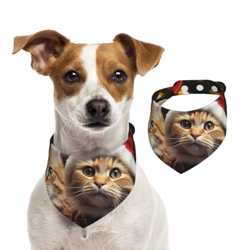 Hundehalstuch, Weihnachten, Katze, Haustier-Schal, verstellbar, waschbar, doppelseitig, Haustier-Halstuch, Baumwolle, Dreieck-Lätzchen, Hunde-Schals, Katzenschals für Welpen, Kostüm, Zubehör, Größe M Hundehalstuch, Weihnachten, Katze, Haustier-Schal, verstellbar, waschbar, doppelseitig, Haustier-Halstuch, Baumwolle, Dreieck-Lätzchen, Hunde-Schals, Katzenschals für Welpen, Kostüm, Zubehör, Größe M von SDTYKHJ