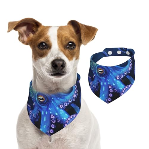 Hundehalstuch, blau, Oktopus, Haustier-Schal, verstellbar, waschbar, doppelseitig, Haustier-Halstuch, Baumwolle, Dreieck-Lätzchen, Hunde-Schals, Katzenschals für Welpen, Kostümzubehör, klein Hundehalstuch, blau, Oktopus, Haustier-Schal, verstellbar, waschbar, doppelseitig, Haustier-Halstuch, Baumwolle, Dreieck-Lätzchen, Hunde-Schals, Katzenschals für Welpen, Kostümzubehör, klein von SDTYKHJ