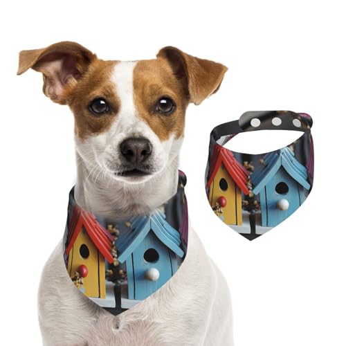 Hundehalstuch, bunt, Frühlings-Vogelhäuser, Haustier-Schal, verstellbar, waschbar, doppelseitig, Haustier-Halstuch, Baumwolle, Dreieck-Lätzchen, Hundeschal, Katzenschal für Welpen, Kostüm, Zubehör Hundehalstuch, bunt, Frühlings-Vogelhäuser, Haustier-Schal, verstellbar, waschbar, doppelseitig, Haustier-Halstuch, Baumwolle, Dreieck-Lätzchen, Hundeschal, Katzenschal für Welpen, Kostüm, Zubehör von SDTYKHJ