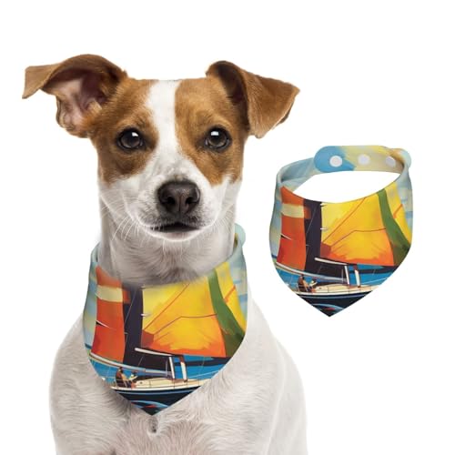 Hundehalstuch, buntes Segelboot, Haustier-Schal, verstellbar, waschbar, doppelseitig, Haustier-Halstuch, Baumwolle, Dreieck-Lätzchen, Hundeschal, Katzenschal für Welpen, Kostüm, Zubehör, Größe S Hundehalstuch, buntes Segelboot, Haustier-Schal, verstellbar, waschbar, doppelseitig, Haustier-Halstuch, Baumwolle, Dreieck-Lätzchen, Hundeschal, Katzenschal für Welpen, Kostüm, Zubehör, Größe S von SDTYKHJ