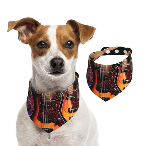 Hundehalstuch, cooles elektrisches Gitarre, Haustier-Schal, verstellbar, waschbar, doppelseitig, Haustier-Halstuch, Baumwolle, Dreieck-Lätzchen, Hunde-Schals, Katzenschals für Welpen, Kostüm-Zubehör von SDTYKHJ