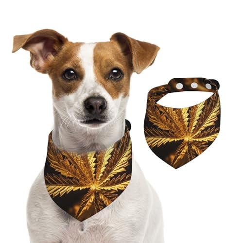 Hundehalstuch, goldenes Cannabis-Haustier-Schal, verstellbar, waschbar, doppelseitig, Haustier-Halstuch, Baumwolle, Dreieck-Lätzchen, Hunde-Schals, Katzenschals für Welpen, Kostüm-Zubehör, Größe L Hundehalstuch, goldenes Cannabis-Haustier-Schal, verstellbar, waschbar, doppelseitig, Haustier-Halstuch, Baumwolle, Dreieck-Lätzchen, Hunde-Schals, Katzenschals für Welpen, Kostüm-Zubehör, Größe L von SDTYKHJ