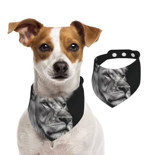 Hundehalstuch, grauer Löwen-Haustier-Schal, verstellbar, waschbar, doppelseitig, Haustier-Halstuch, Baumwolle, Dreieck-Lätzchen, Hundeschal, Katzenschal für Welpen, Kostüm, Zubehör, Größe S Hundehalstuch, grauer Löwen-Haustier-Schal, verstellbar, waschbar, doppelseitig, Haustier-Halstuch, Baumwolle, Dreieck-Lätzchen, Hundeschal, Katzenschal für Welpen, Kostüm, Zubehör, Größe S von SDTYKHJ
