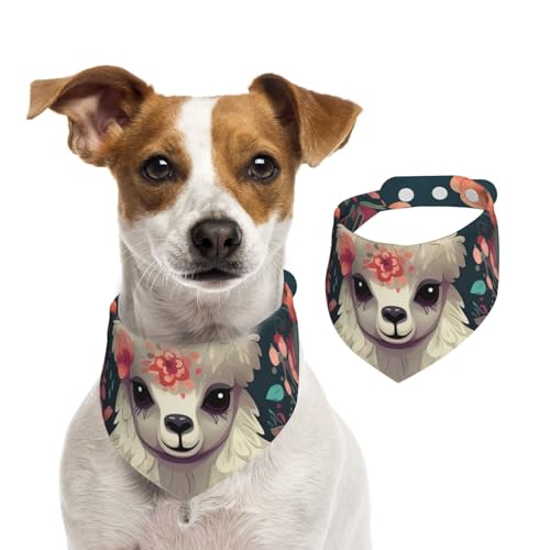 Hundehalstuch, niedliches Lama-Blumenmuster, Haustier-Schal, verstellbar, waschbar, doppelseitig, Haustier-Halstuch, Baumwolle, Dreieck-Lätzchen, Hunde-Schals, Katzenschals für Welpen, Kostüm-Zubehör Hundehalstuch, niedliches Lama-Blumenmuster, Haustier-Schal, verstellbar, waschbar, doppelseitig, Haustier-Halstuch, Baumwolle, Dreieck-Lätzchen, Hunde-Schals, Katzenschals für Welpen, Kostüm-Zubehör von SDTYKHJ