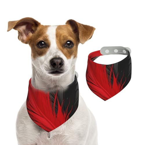 Hundehalstuch, rote und schwarze Feder, Haustier-Schal, verstellbar, waschbar, doppelseitig, Haustier-Halstuch, Baumwolle, Dreieck-Lätzchen, Hunde-Schals, Katzenschals für Welpen, Kostüm-Zubehör von SDTYKHJ