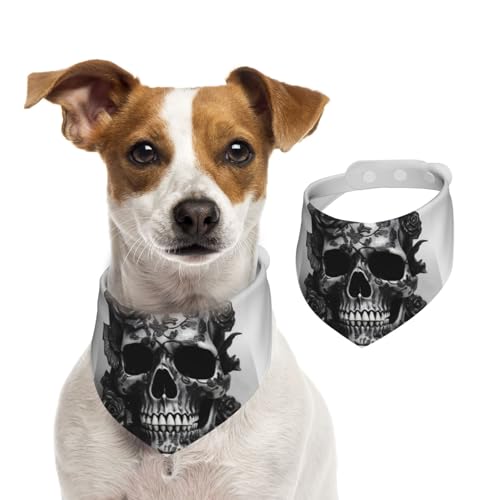 Hundehalstuch, schwarz, Totenkopf-Rose, Haustier-Schal, verstellbar, waschbar, doppelseitig, Haustier-Halstuch, Baumwolle, Dreieck-Lätzchen, Hunde-Schals, Katzenschals für Welpen, Kostüm-Zubehör Hundehalstuch, schwarz, Totenkopf-Rose, Haustier-Schal, verstellbar, waschbar, doppelseitig, Haustier-Halstuch, Baumwolle, Dreieck-Lätzchen, Hunde-Schals, Katzenschals für Welpen, Kostüm-Zubehör von SDTYKHJ