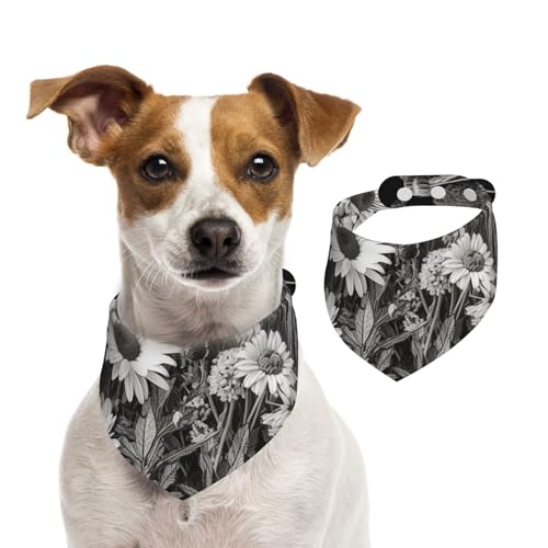 Hundehalstuch, schwarz-weiße Blumen, Haustier-Schal, verstellbar, waschbar, doppelseitig, Haustier-Halstuch, Baumwolle, Dreieck-Lätzchen, Hunde-Schals, Katzenschals für Welpen, Kostüm-Zubehör, Größe L Hundehalstuch, schwarz-weiße Blumen, Haustier-Schal, verstellbar, waschbar, doppelseitig, Haustier-Halstuch, Baumwolle, Dreieck-Lätzchen, Hunde-Schals, Katzenschals für Welpen, Kostüm-Zubehör, Größe L von SDTYKHJ