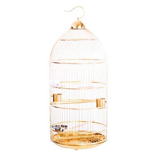 Käfig Europäischer erhöhter Luxus-Vogelkäfig aus Edelstahl, für Papageien, mittelgroß und groß, rund, goldfarben, 45 x 95 cm von SDVantage