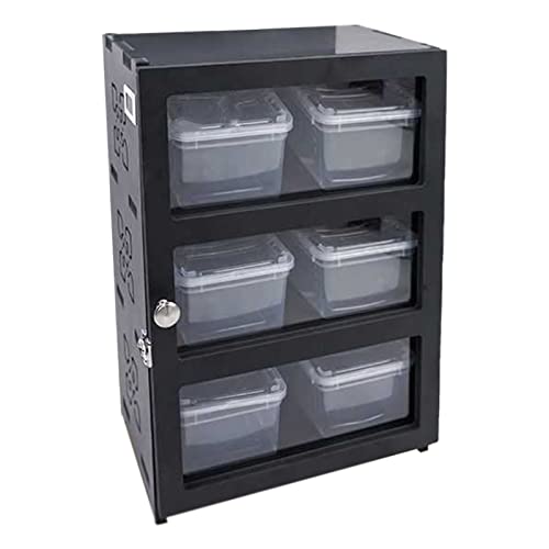 Reptilien-Terrarium-Zuchtbox, 3-lagig, Reptilien-Schubladenschrank mit 6 Futterboxen für Eidechse, Gecko, Schildkröte, 455 x 220 x 315 mm (Weiß mit Tür) von SDVantage