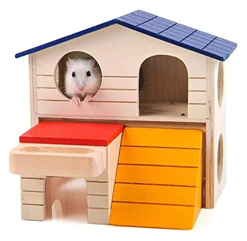 SDVantage Kleintierzimmer Hamsterkäfig Reptilienhaus Hamsterhaus Zweischichtige multifunktionale Hamstervilla Holzbaumöbel Haustierbedarf Terrarium Verstecke Geschenk Kleintiere Nest Spielzeug von SDVantage