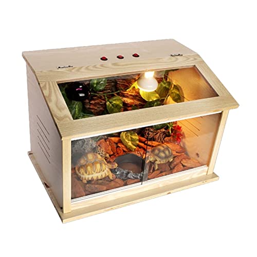 SDVantage Schräges Dachfenster Warmhalten Reptiliennest Schildkröte Eidechse Hamster Igel Belüftung Lebensraum Haustier Haus Uhr Kleintiere Transparente Holzkiste von SDVantage