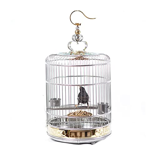 Vogelkäfig/Vogelkäfig, Deluxe-Edition, reiner Edelstahl, großer Bruderkäfig, großer Papageienstar, runder Vogelkäfig, Vogelkäfig, Papageien, Voliere, 40 cm von SDVantage