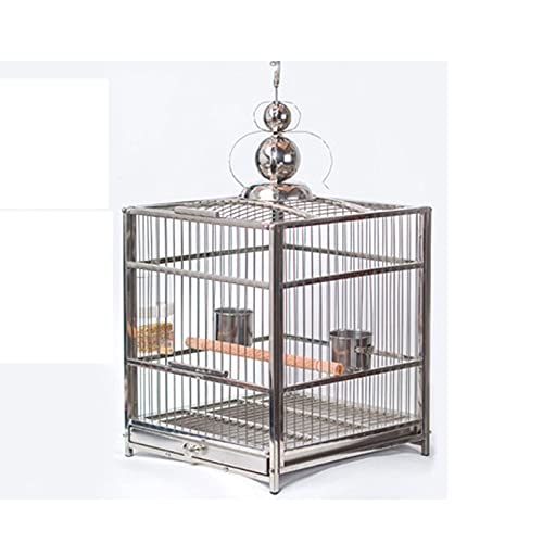Vogelkäfig Vogelkäfig Groß Edelstahl Vogelkäfig Wellensittich Brutkäfig Schwarz Nymphensittiche Pfingstrose Papagei Quadratischer Käfig für Nymphensittiche, Finken Vogelkäfig,1 von SDVantage